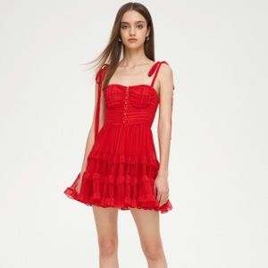 Beetlejuice Lydia's Iconic Ruffled Red Dress